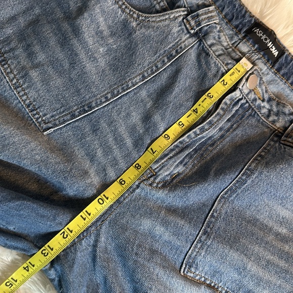 Fashion Nova cargo wide leg denim jeans sz 13 NWOT - Picture 13 of 14